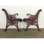 A PAIR OF CAST IRON BENCH ENDS