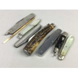 A GROUP OF SILVER, SILVER BLADED AND OTHER PEN KNIVES