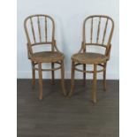 A PAIR OF SPINDLEBACK BENTWOOD CHAIRS AND THREE OTHER OPEN BACK CHAIRS