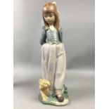 A LLADRO FIGURE OF A GIRL AND HER DOG