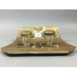 A SECESSIONIST BRONZE DOUBLE INKSTAND
