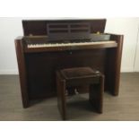 A MAHOGANY EAVESTAFF MINIPIANO AND STOOL