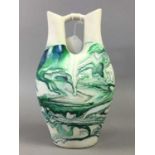 A POOLE FLORAL DECORATED VASE, NEMADJI POTTERY VASES AND OTHER CERAMICS AND GLASS