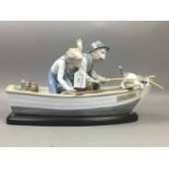 A LLADRO FIGURE OF 'FISHING WITH GRAMPS'