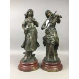 A LOT TWO SPELTER FIGURES OF MUSICIANS