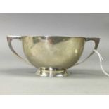 A SILVER DOUBLE HANDLED SUGAR BOWL