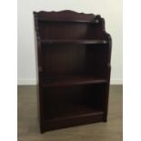 A MODERN MAHOGANY EFFECT OPEN BOOKCASE