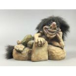 TWO NORWEIGIAN TROLL FIGURES AND OTHER OBJECTS