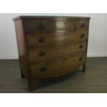 A GEORGIAN MAHOGANY BOW FRONTED CHEST OF DRAWERS