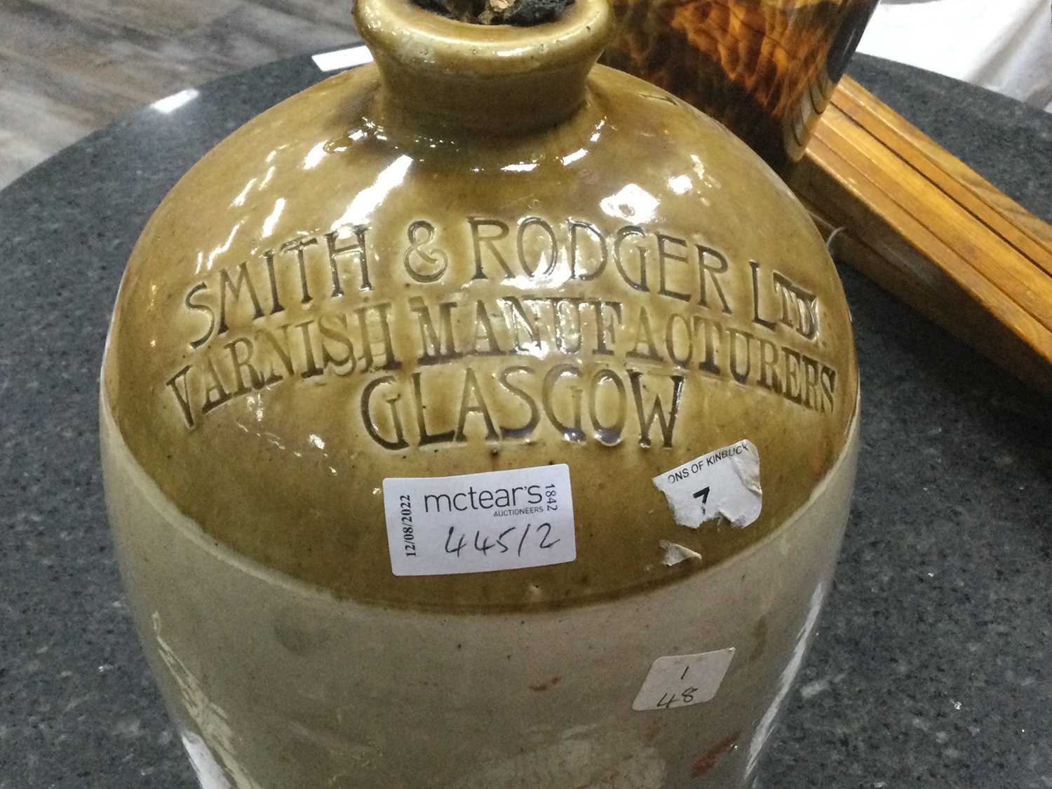 A STONEWARE WHISKY FLASK AND A FLAGON - Image 3 of 4