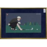 THREE VIOLET BUCHAN GOLF PLAYER COLLAGES - GARY PLAYER, ARNOLD PALMER, & JACK NICKLAUS