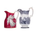 A VICTORIAN COMMEMORATIVE JUG AND ANOTHER