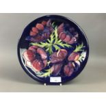 A MOORCROFT PLATE AND FURTHER ART POTTERY