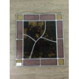 A STAINED AND LEADED GLASS PANEL