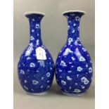 A PAIR OF CHINESE BLUE AND WHITE VASES