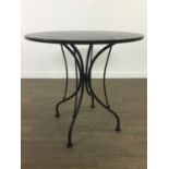 A GRANITE CIRCULAR TABLE AND FOUR CHAIRS