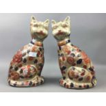 A PAIR OF IMARI PORCELAIN CATS