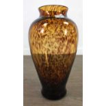 A LARGE AMBER COLOURED GLASS VASE