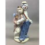 A LLADRO FIGURE OF A CLOWN AND GIRL