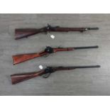 THREE REPRODUCTION PERCUSSION RIFLES