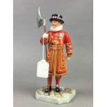 A ROYAL DOULTON FIGURE OF 'BEEFEATER' AND OTHER CERAMICS