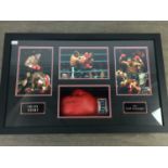 BOXING INTEREST - A SIGNED GLOVE AND MONTAGE OF NIGEL BENN