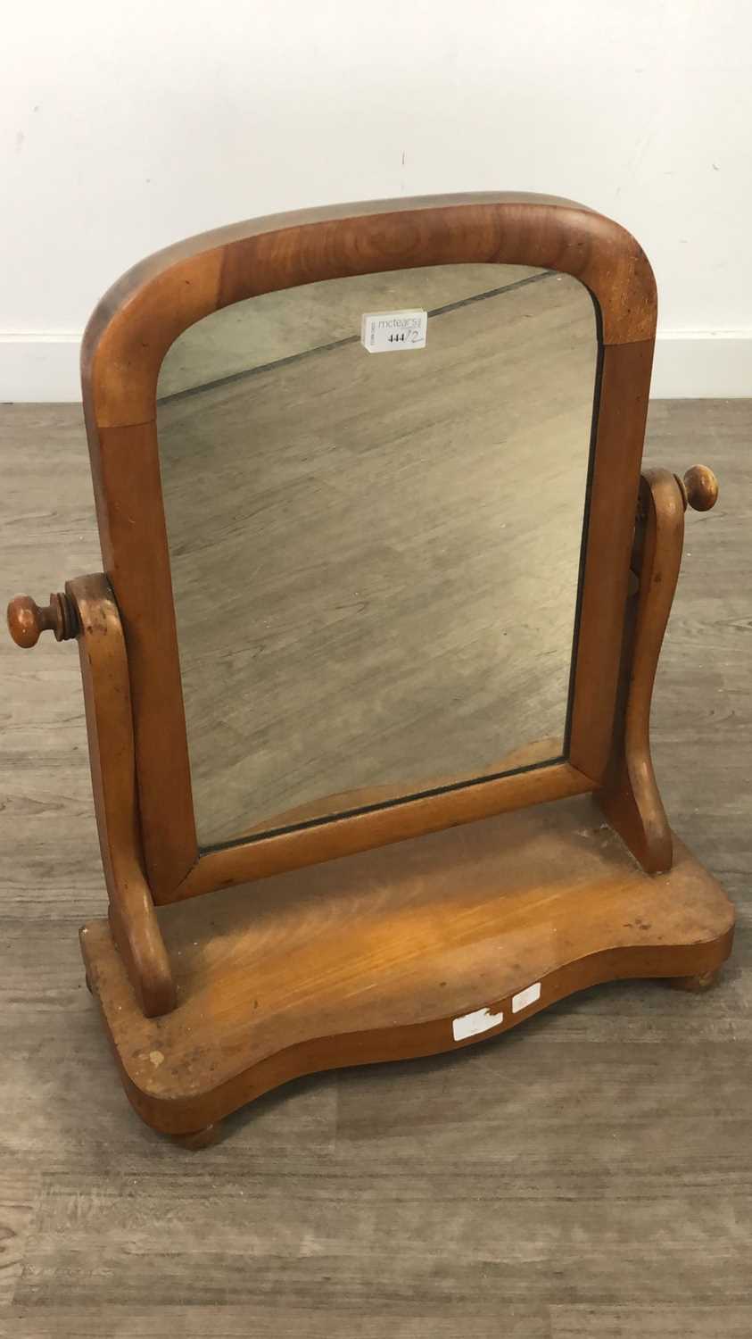 A LIDDED BOX ON STAND AND A SMALL DRESSING MIRROR