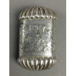 A VICTORIAN SILVER VESTA CASE AND OTHER ITEMS