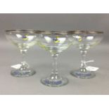 FIVE VINTAGE BABYCHAM GLASSES AND A CARLTON WARE PART COFFEE SERVICE