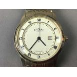 A GENTLEMAN'S ROTARY GOLD PLATED QUARTZ WRIST WATCH