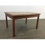 A TOFTEN MOBELFABRIK TEAK TILED TOP COFFEE TABLE, NEST OF TABLES AND ANOTHER TABLE