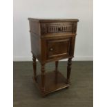 A FRENCH WALNUT BEDSIDE CABINET