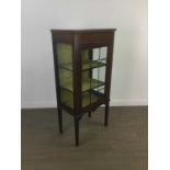 AN EDWARDIAN INLAID MAHOGANY DISPLAY CABINET