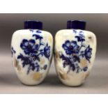 A PAIR OF BLUE AND WHITE VASES AND OTHER CERAMICS
