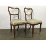 A PAIR OF VICTORIAN ROSEWOOD BALLOON BACK CHAIRS AND ANOTHER