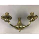 A PAIR OF CONTINENTAL ARTS & CRAFTS BRASS WALL CANDLE BRACKETS