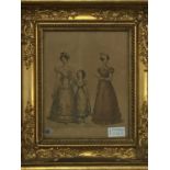 A 19TH CENTURY GILT FRAMED FASHION PRINT AND ANOTHER