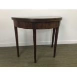 A MAHOGANY TURNOVER TEA TABLE