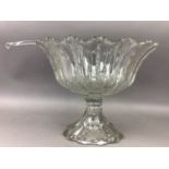 An EARLY TO MID-20TH CENTURY PRESSED GLASS PUNCH BOWL