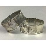 A COMPOSITE GROUP OF SEVEN SILVER NAPKIN RINGS