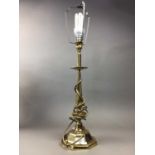 TWO BRASS TABLE LAMPS AND OTHER LAMPS