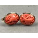 A PAIR OF CORAL CUFFLINKS