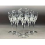 A SET OF SIX GLENEAGLES CRYSTAL WINE GLASSES AND OTHER CRYSTAL