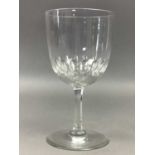 A VICTORIAN WINE GLASS, FINGER BOWLS, ICE BUCKET AND OTHER GLASS WARE