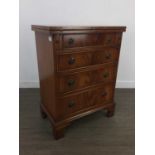 A REPRODUCTION MAHOGANY FOUR DRAWER CHEST