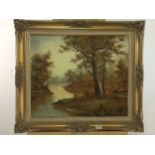 A RURAL SCENE IN GILT FRAME