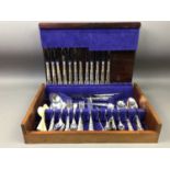 A SUITE OF SILVER PLATED CUTLERY