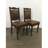 A SET OF SIX LATE VICTORIAN OAK DINING CHAIRS
