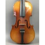 A STRADIVARIOUS COPY VIOLIN WITH BOW