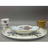A PAIR OF ADDERLEY CUPS AND SAUCERS AND OTHER CERAMICS